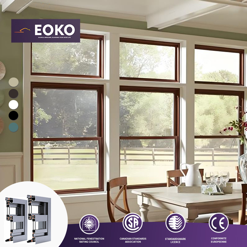 EOKO Hurricane Impact NFRC Certified Custom Size Vertical Sliding Single Hung Aluminum Window Factory Direct