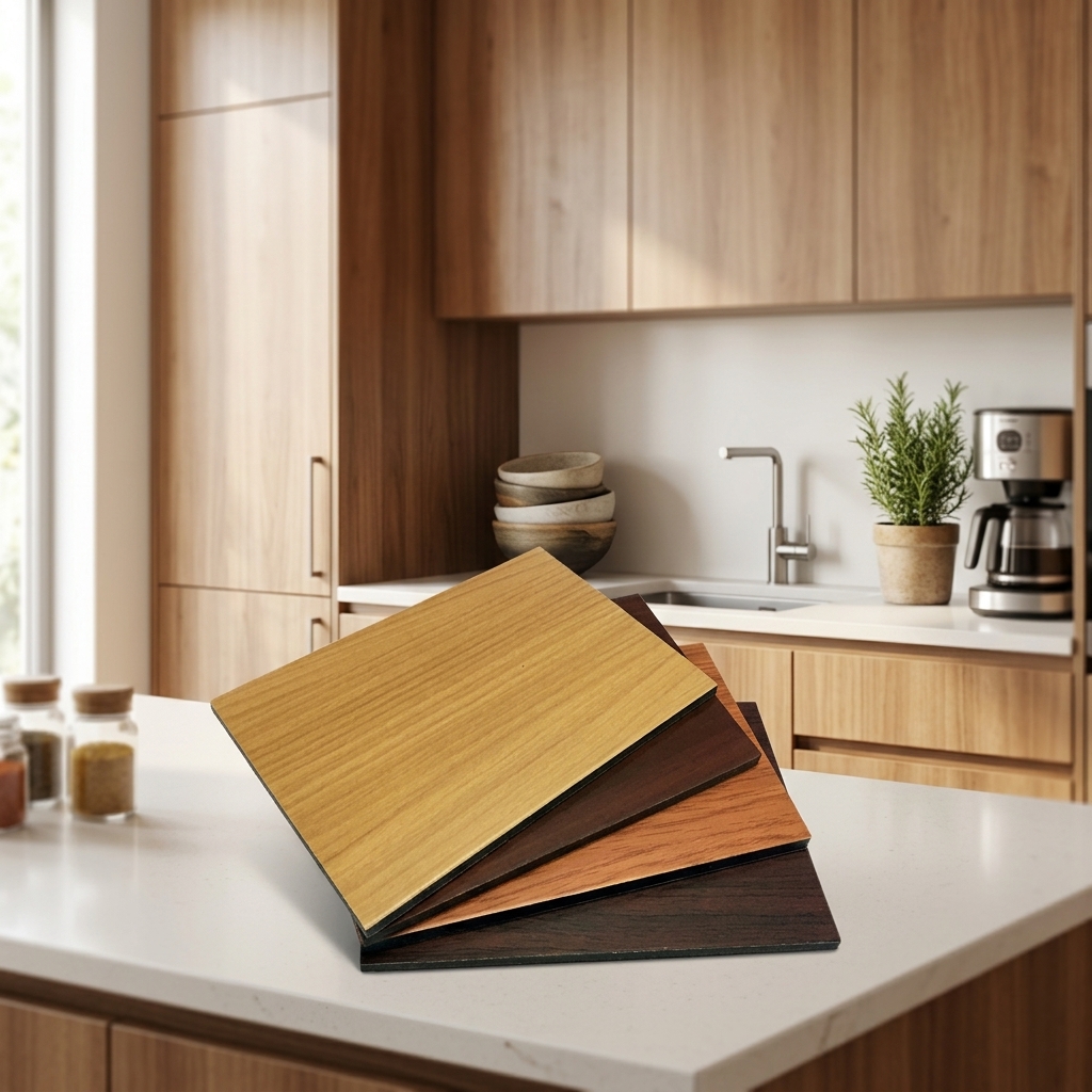 Modern Waterproof 3mm Apartment Kitchen Cabinet Door ACP Anti-static Fireproof Aluminum Composite Panel Wood Grain Board