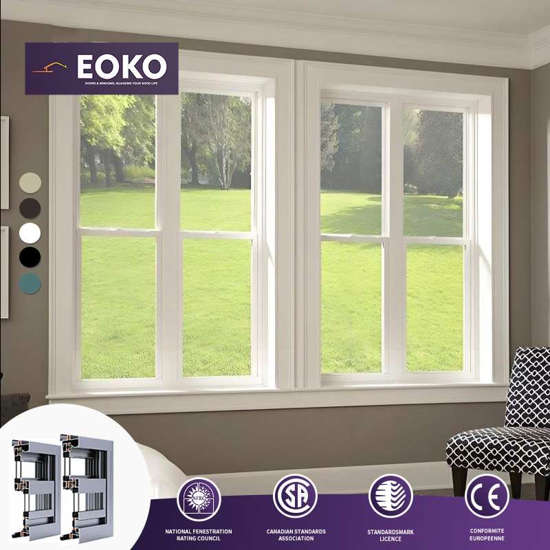 EOKO Hurricane Impact NFRC Certified Custom Size Vertical Sliding Single Hung Aluminum Window Factory Direct