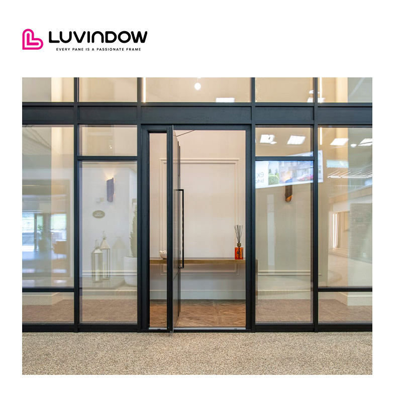 Seattle Convenience Store Custom Aluminum Storefront Double Glazed Glass Entrance Security Door
