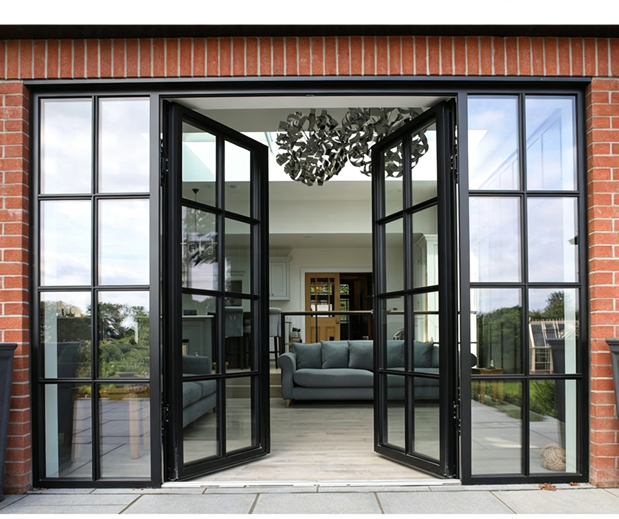 Customized Arched Aluminum Framed Swing Glass Door Crittall Style Entrance Metal French Doors for Homes