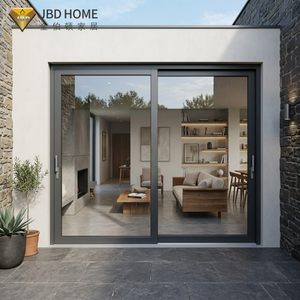 Hurricane Proof Double Glass Narrow Frame Heavy Duty Aluminum Sliding Patio Door for Modern Commercial Office Villa