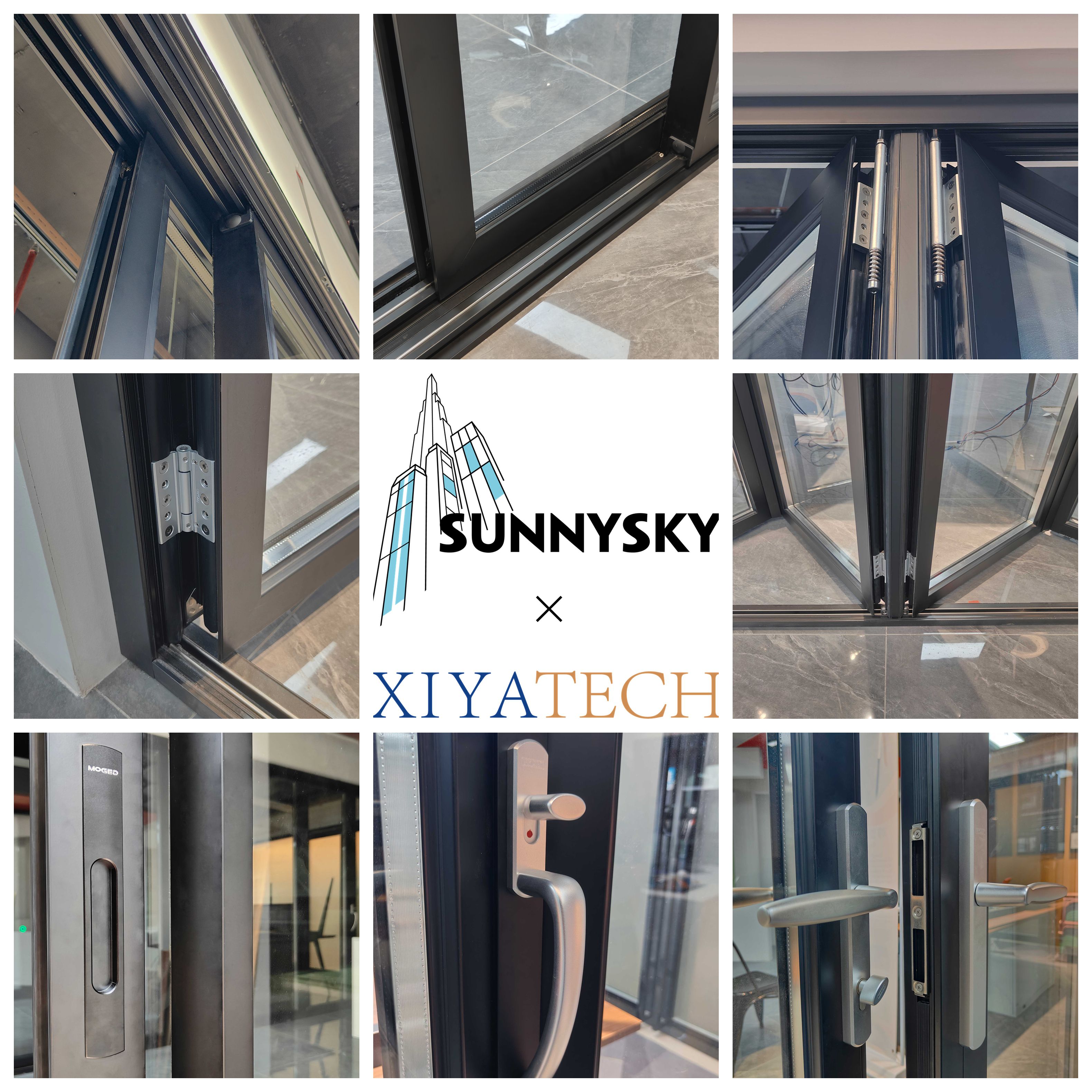 Sunnysky American Style Contemporary Modern Main Entrance Aluminum Pivot Doors for Houses Modern Exterior Main Pivot Door