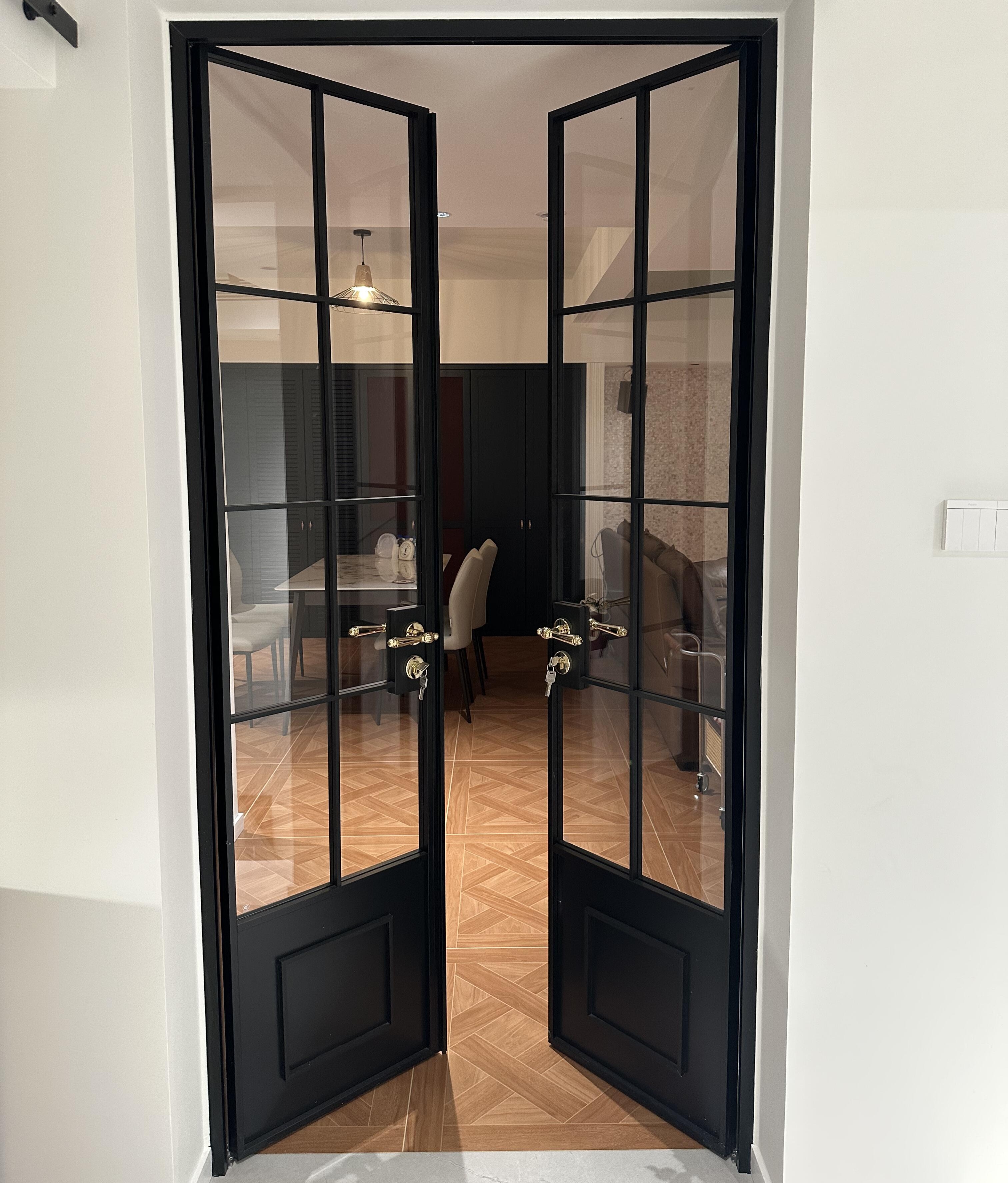 Custom Premium Aluminum French Double Doors Minimalist Modern Design Thermal Insulation Soundproof for Apartment &amp; Hotel Use