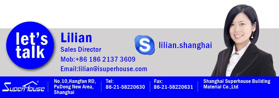 Superhouse China Sound Insulation Aluminium Roof Swing Window for Villa
