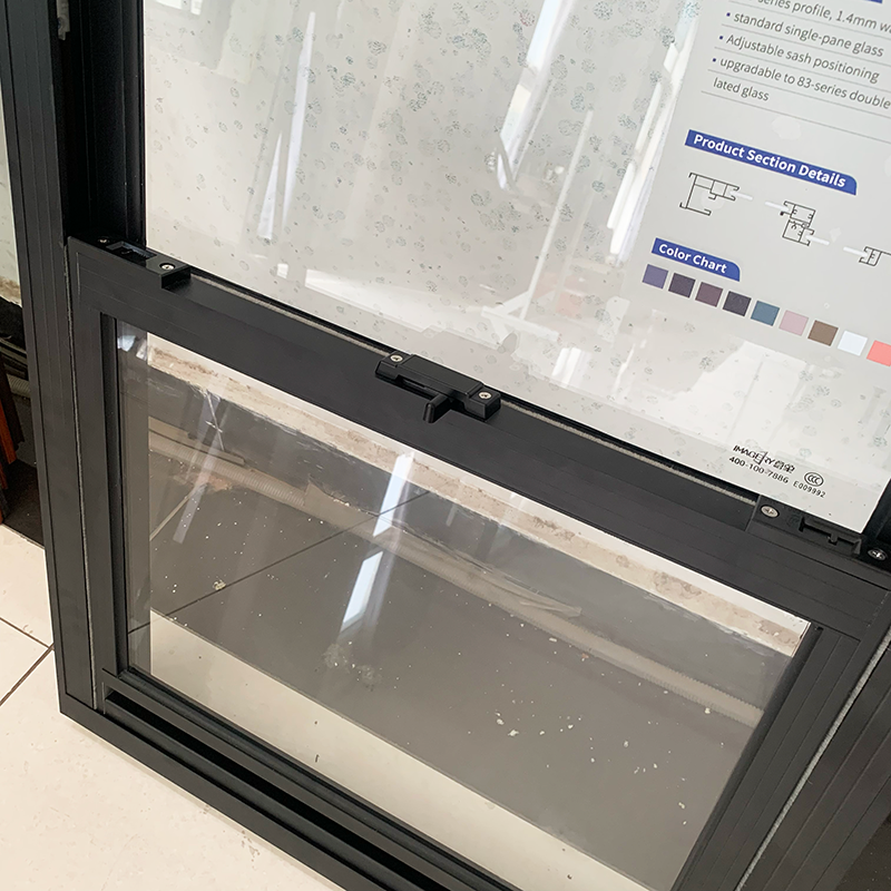 Modern Style Soundproof Ventilation Tempered Glass Aluminum Single Hung Window for Bathroom