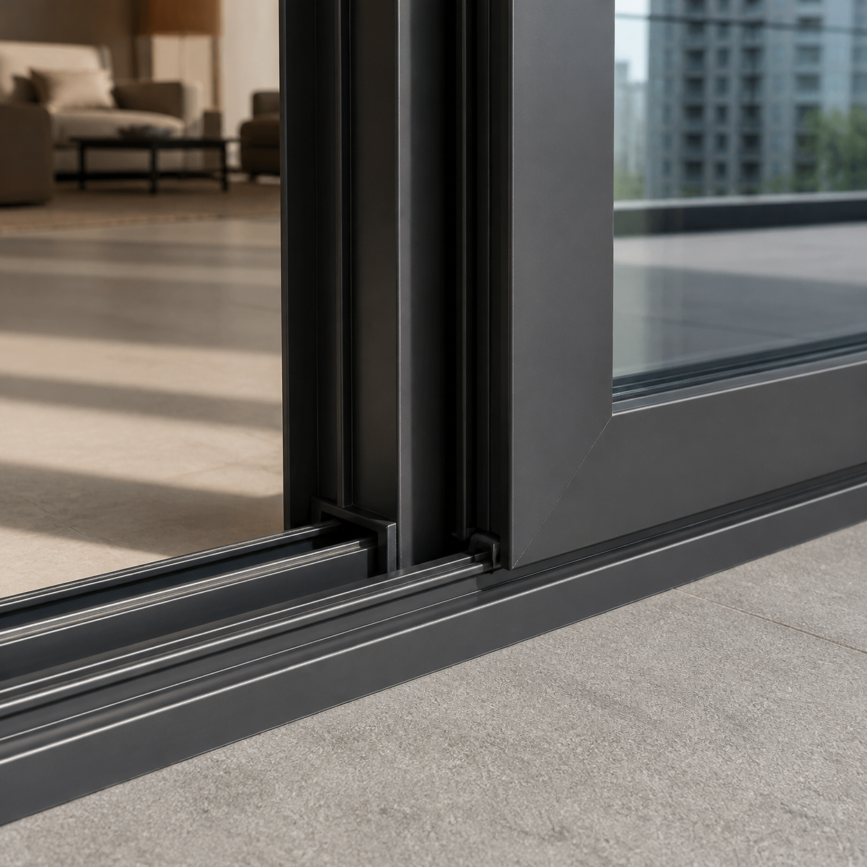 Two Track Aluminum Sliding Window with Modern Design and Folding Screen for Apartment Projects
