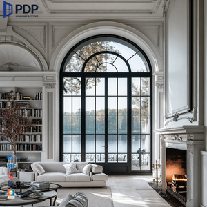 Thermal Break Black Aluminum French Casement Door Tempered Glass Grille Fiberglass Screen Interior Exterior Entry Door