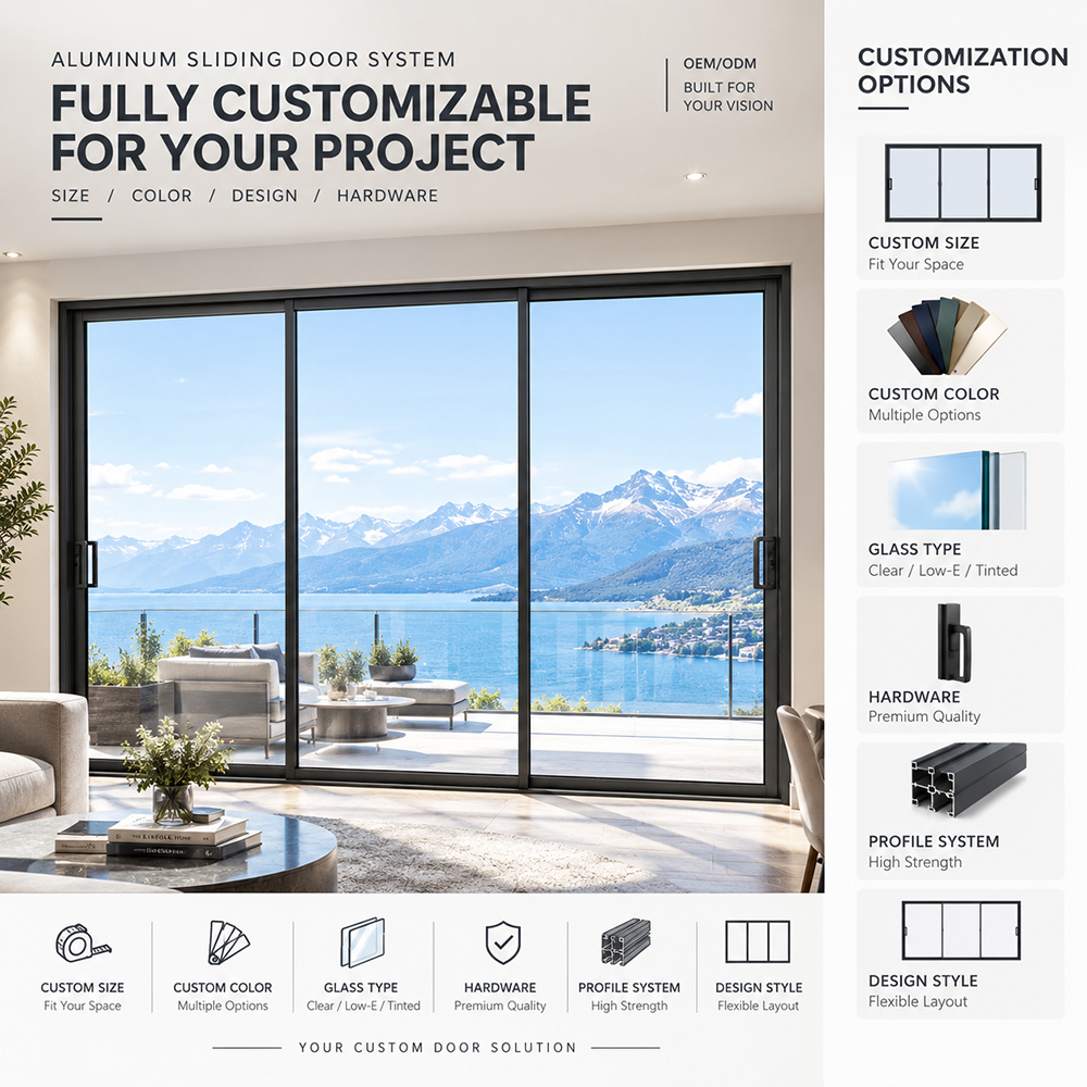 High-End Custom Aluminum Sliding Balcony Doors: Weatherproof, Windproof &amp; Soundproof Thermal Break Engineering for Homes