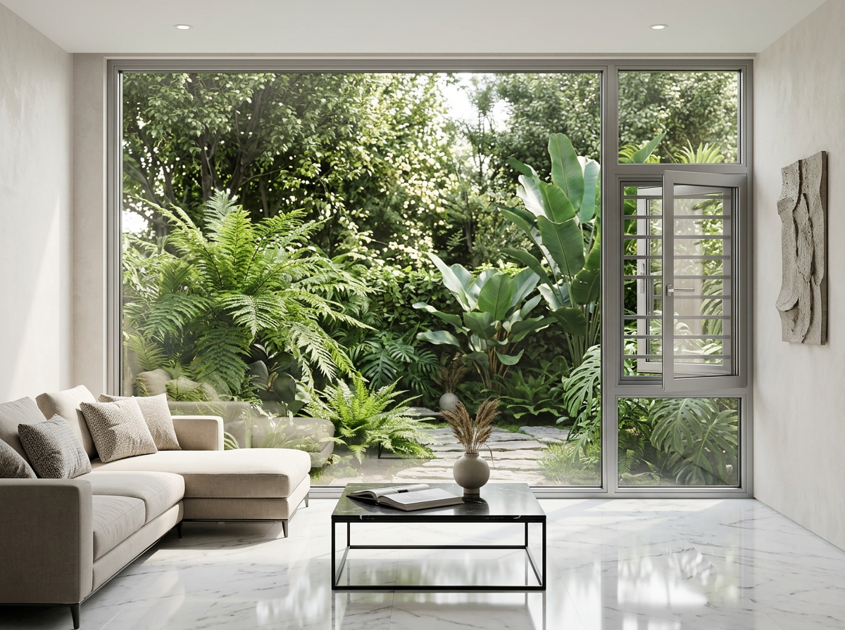 Aluminum Alloy Sliding Combination Window Louver Ventilation Panel Fixed Glass European Design Bathroom Outdoor