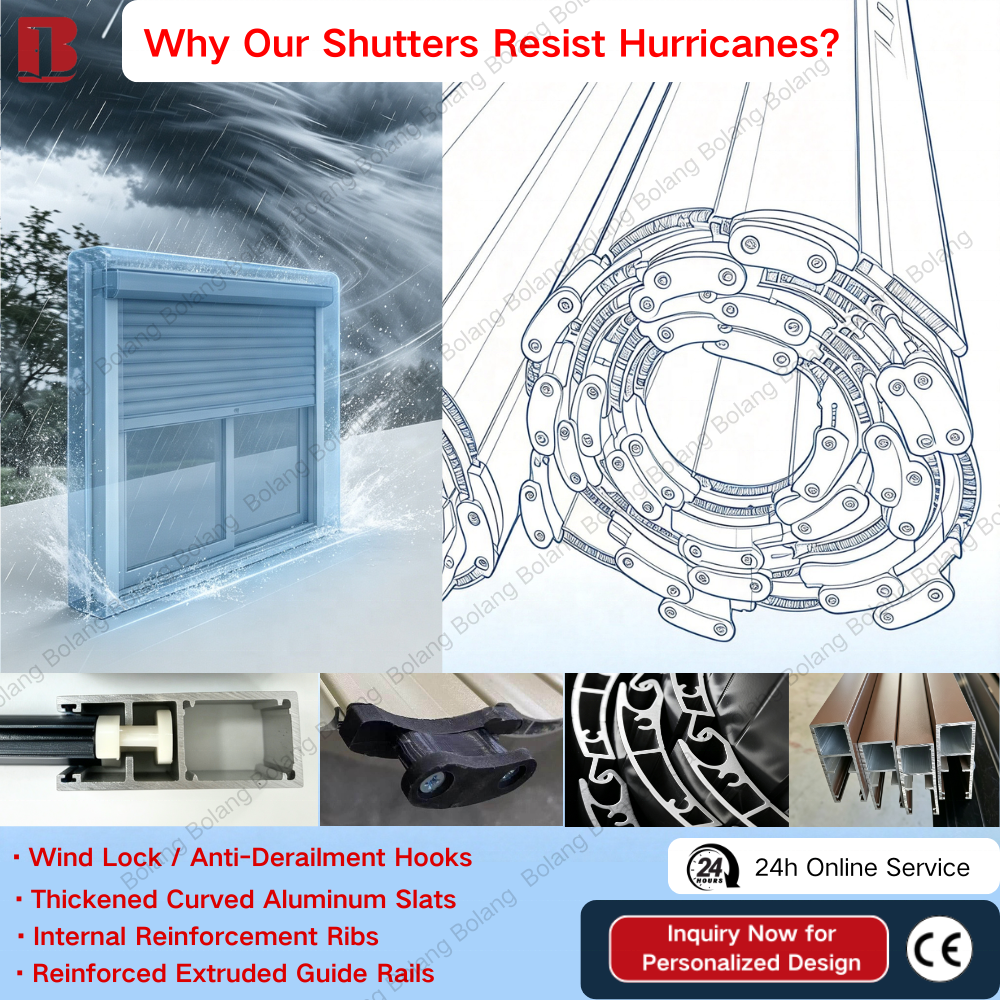 Bolang Hurricane Proof Garage Door Electric Roller Shutter Door Roll up Windows Aluminum Alloy WIFI Smart Control Island Typhoon