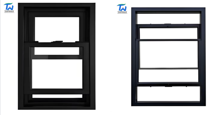Topway High-Performance Best Price Glazed Sash Windows Aluminum Vertical Sliding Window Double-Hung &amp; Single-Hung Windows