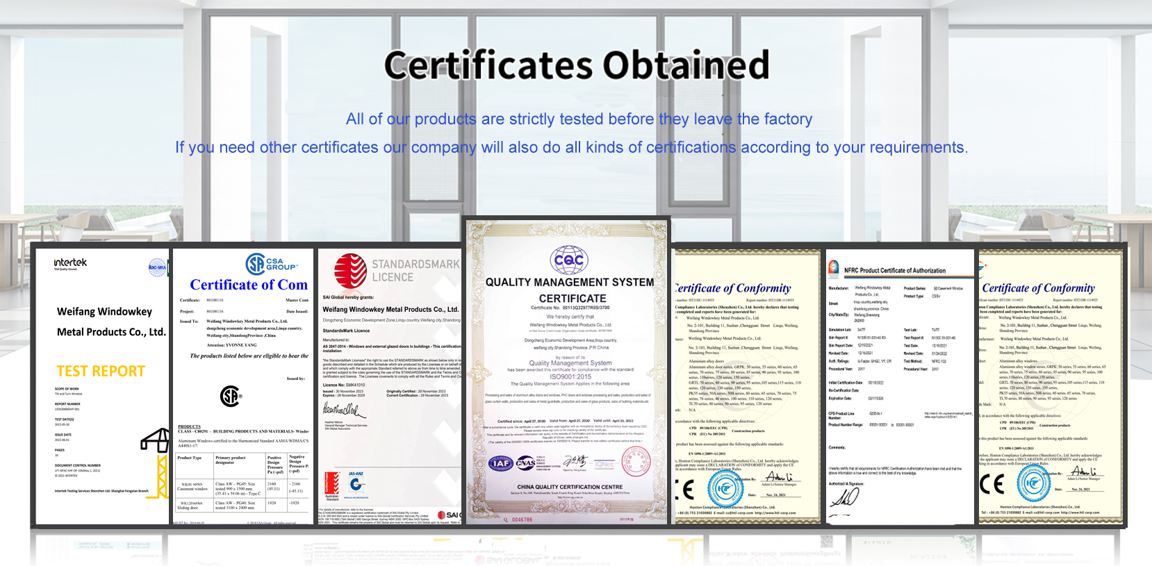 Company Quality and Industry Certifications