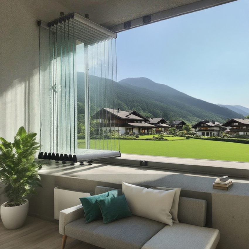 Balcony Sliding Partition Door External Patio Large 10mm Frameless Glass Folding Door Residential Stack Glass Bifold Door Window