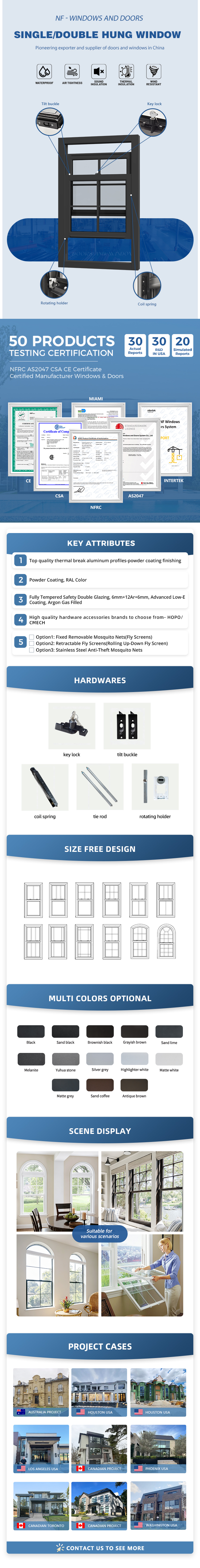 Aluminium single double hung windows feature 2