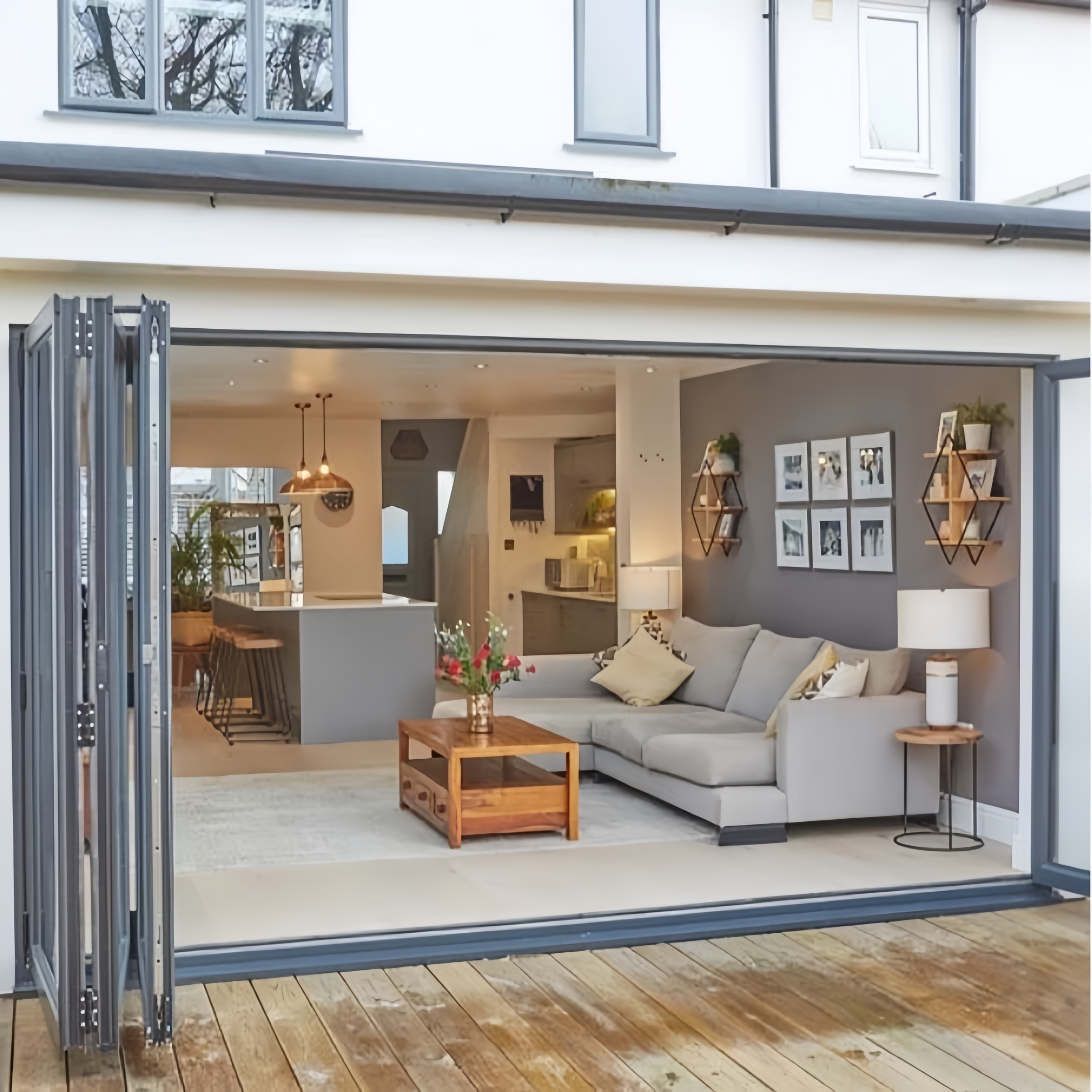 Hurricane Proof Folding Door Luxury Tempered Double Glass Aluminum Bi-fold Exterior Accordion Panoramic Folding Doors