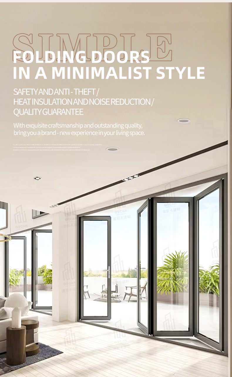 Aluminum Glass Folding Bifold Panel Door Cottage Interior Ideal European Homes and Small Spaces Folding Door