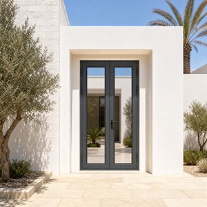 Aluminum Alloy Casement Hinged Door for Villa Apartment Hotel Office Exterior Front Entry Thermal Break Double Glazed Slim