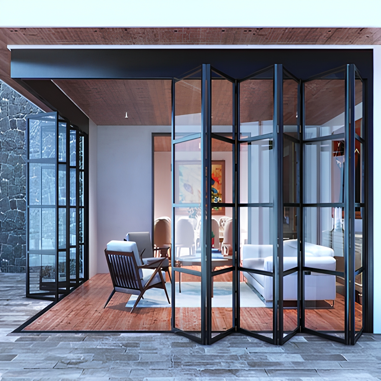 NFRC AS2047 Heavy Duty Aluminum Folding Patio Doors For Villa Waterproof Accordion Glass Patio Door Exterior Bifold Doors