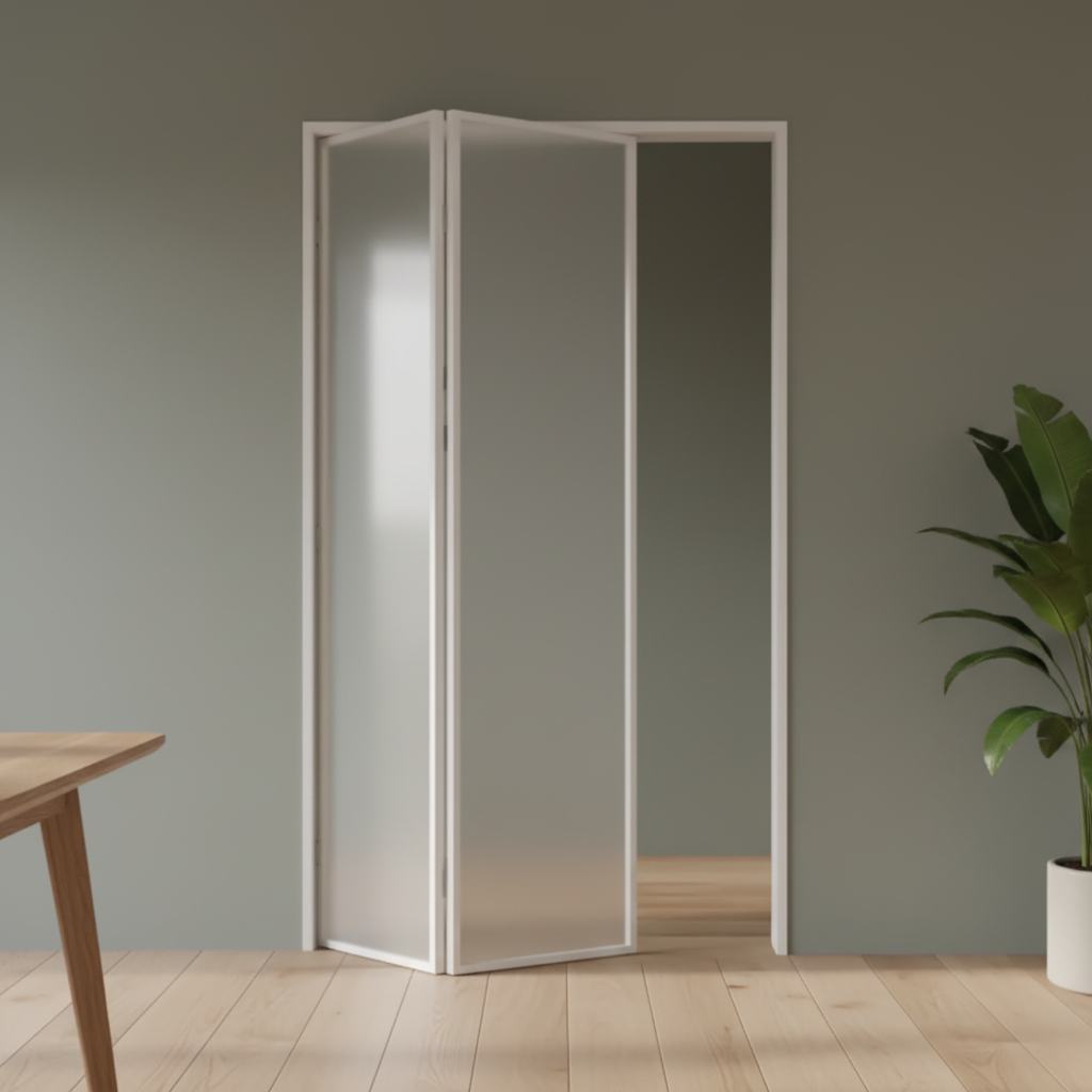 Professional Modern Bi-Fold Bathroom Door Aluminum Alloy Double Tempered Glass Waterproof Foldable for Bedroom and Living Room