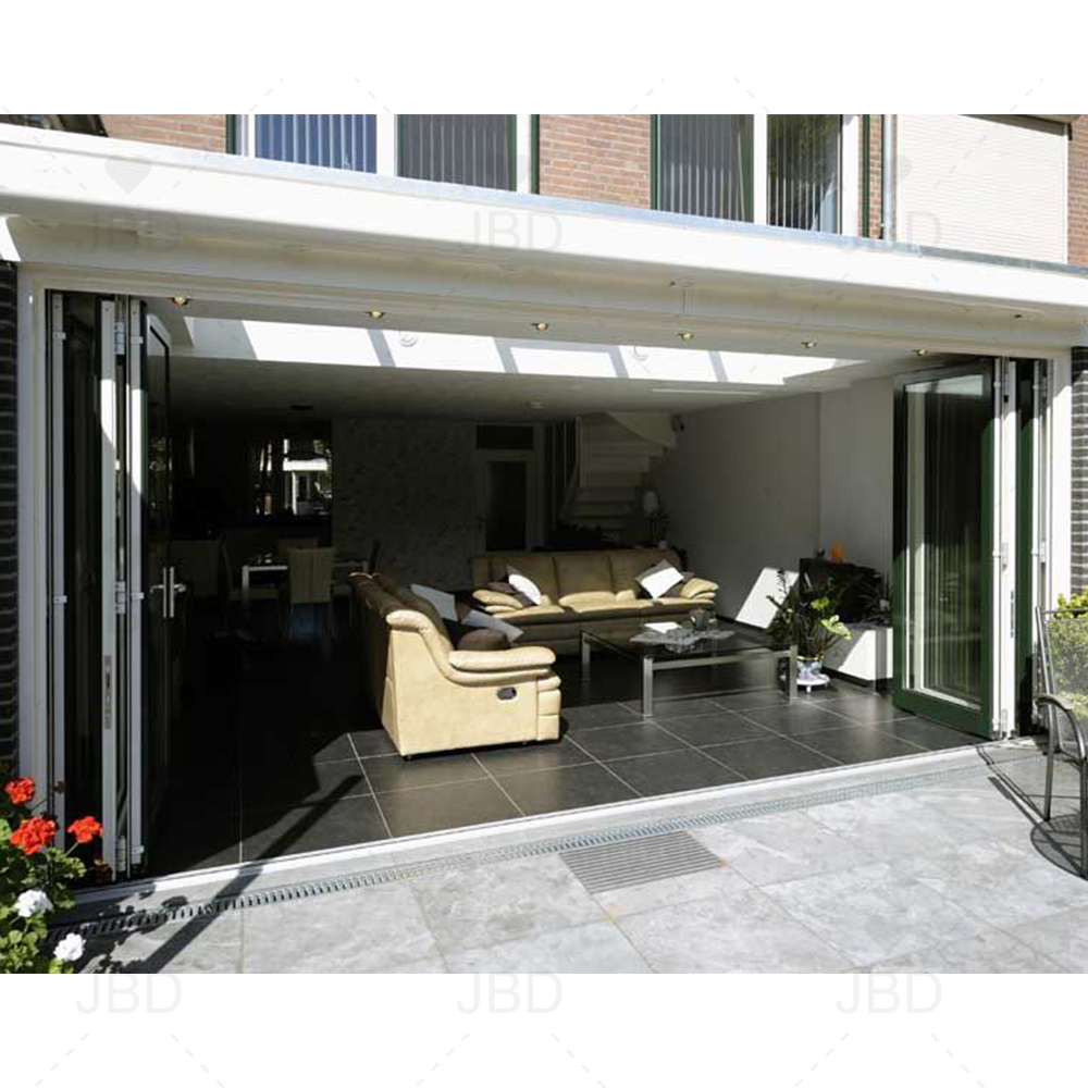 Competitive Price Custom Aluminum Bifold Doors Vertical Outdoor Folding Garage With Modern Design Grill Options Sizes