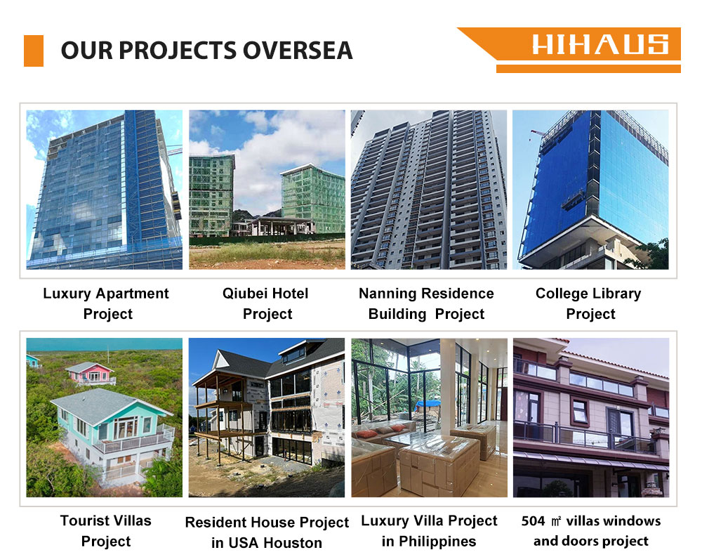 Hihaus Aluminum Profile Double Glazed Tempered Glass Casement Window With Fixed Panel