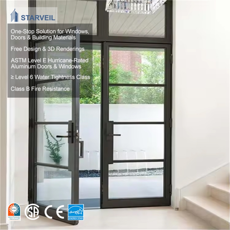 European Aluminum Doors Interior Aluminium Steel Framed Swing Glass Door Crittall Style Wrought Iron Entrance French Doors