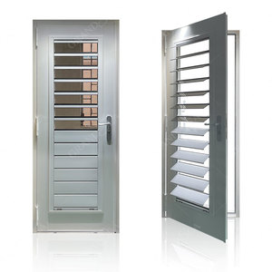 Caribbean Hurricane Proof Aluminum Framed Ventilation Adjustable Glass Louvered Jalouise Front Entry Door for Sale