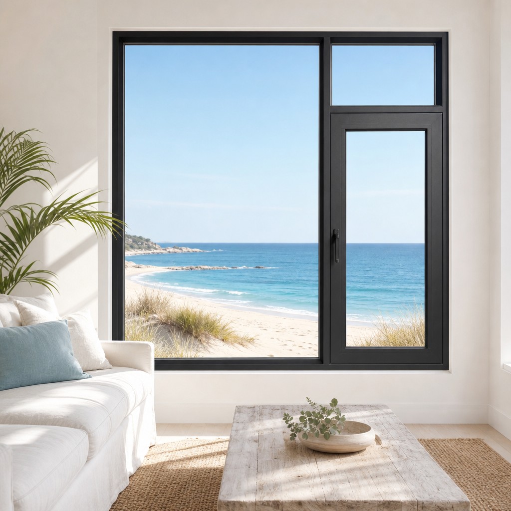 Modern Windows Black Aluminum Alloy for Australia Market Villa Balcony Bathroom Triple Glazed Custom Made Thermal Break