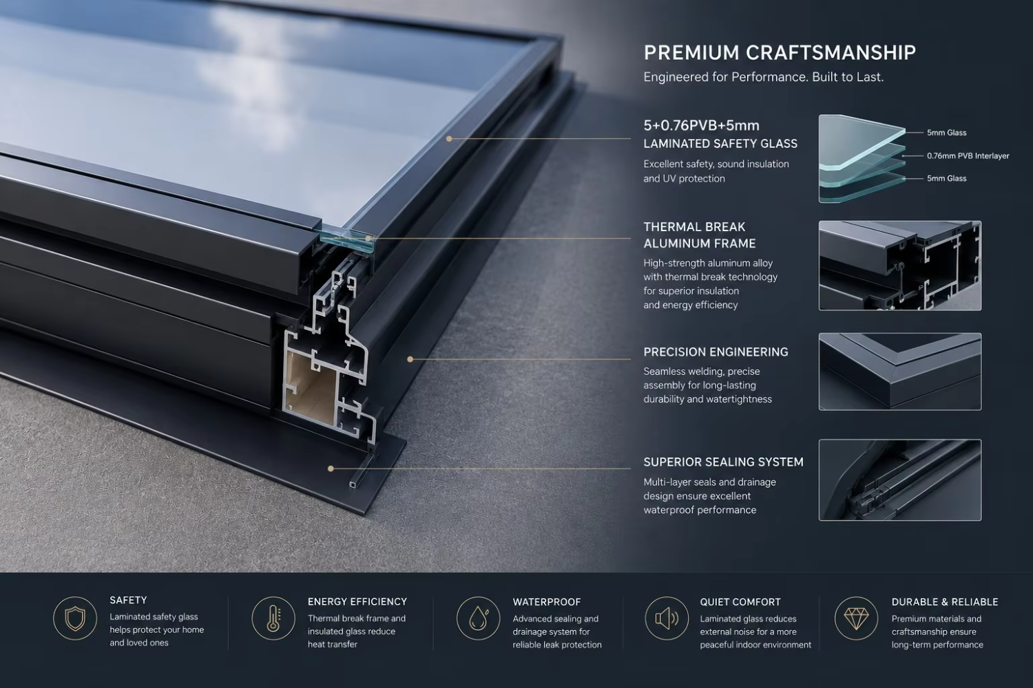 Automatic Vertical Opening Thermal Break Aluminum Alloy Sloped Roof Waterproof Laminated Glass Louver Roof Window Graphic Design