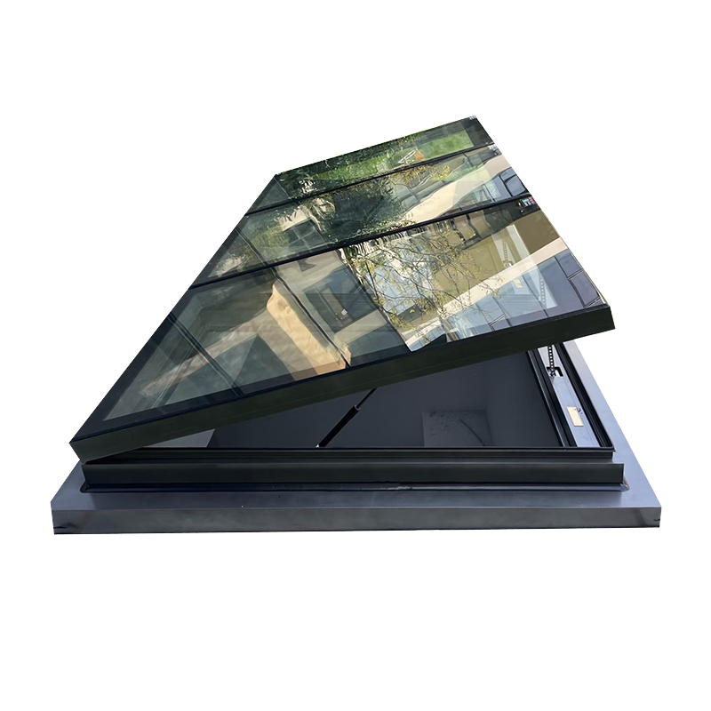 Automatic Vertical Opening Thermal Break Aluminum Alloy Sloped Roof Waterproof Laminated Glass Louver Roof Window Graphic Design
