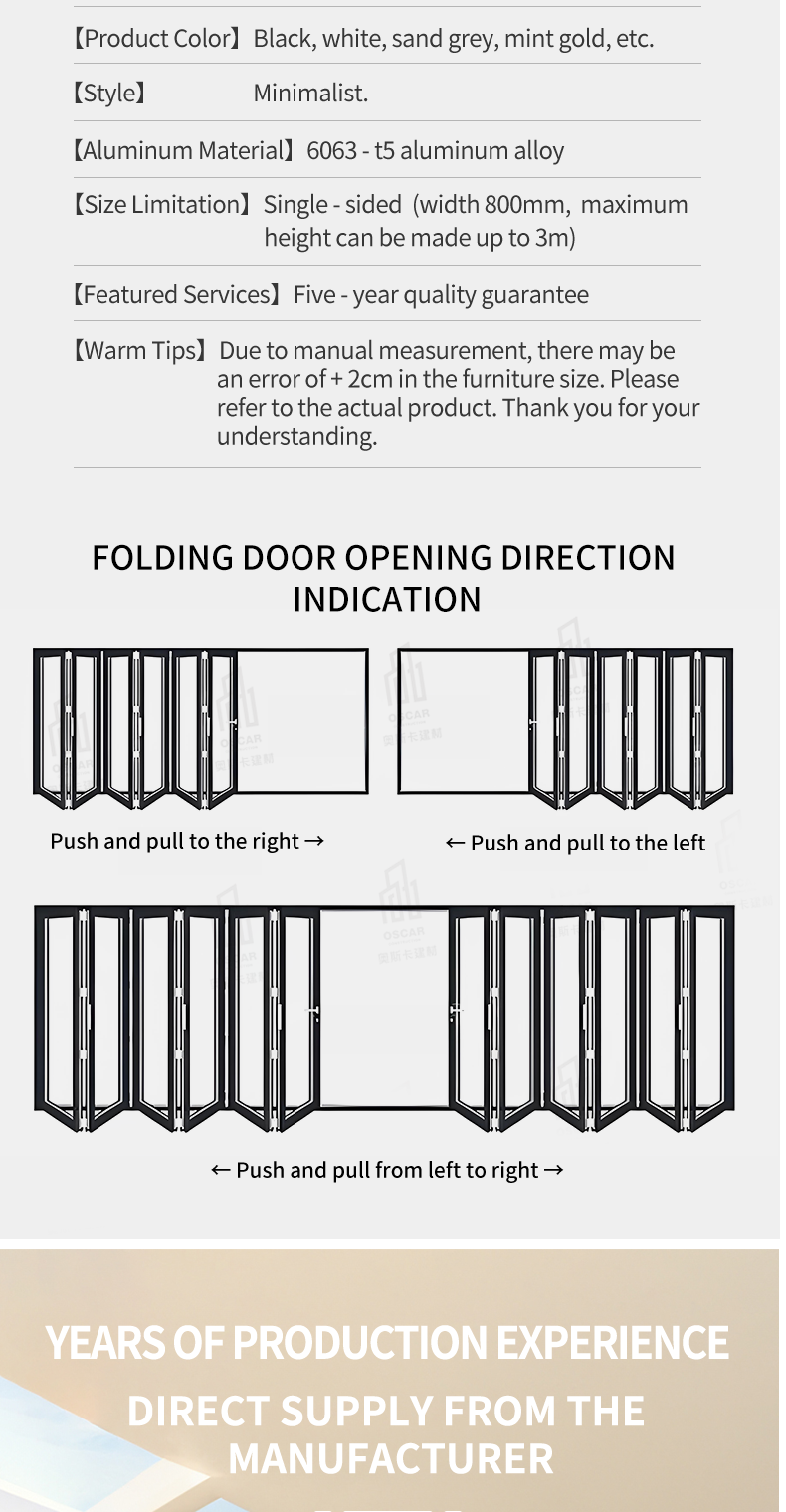 Aluminum Glass Folding Bifold Panel Door Cottage Interior Ideal European Homes and Small Spaces Folding Door