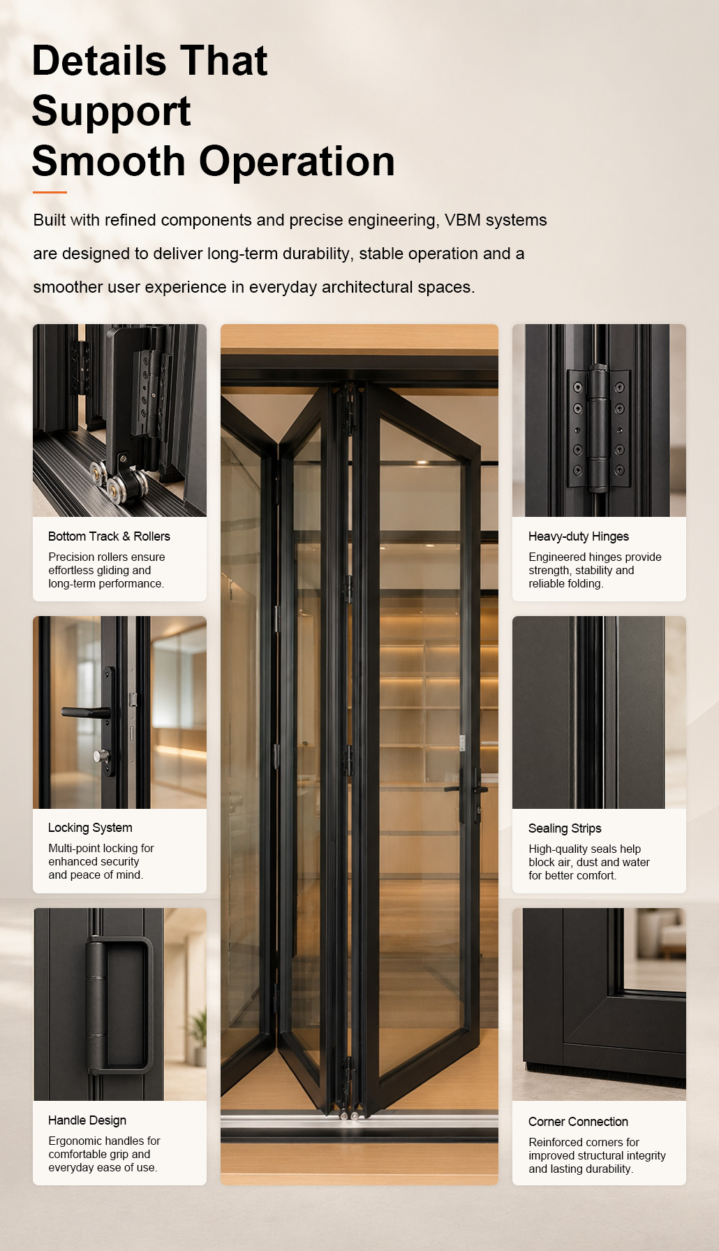 Custom Aluminum Glass Accordion Door Exterior Bi Fold Patio Doors Modern Aluminum Folding Doors for Building