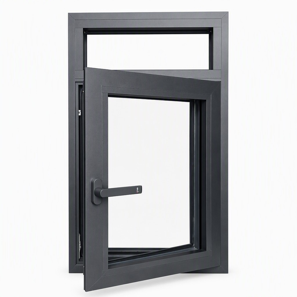 Metal Dark Grey Glass Single Hung Windows Double Pane With Screen for Sunroom and Residential House