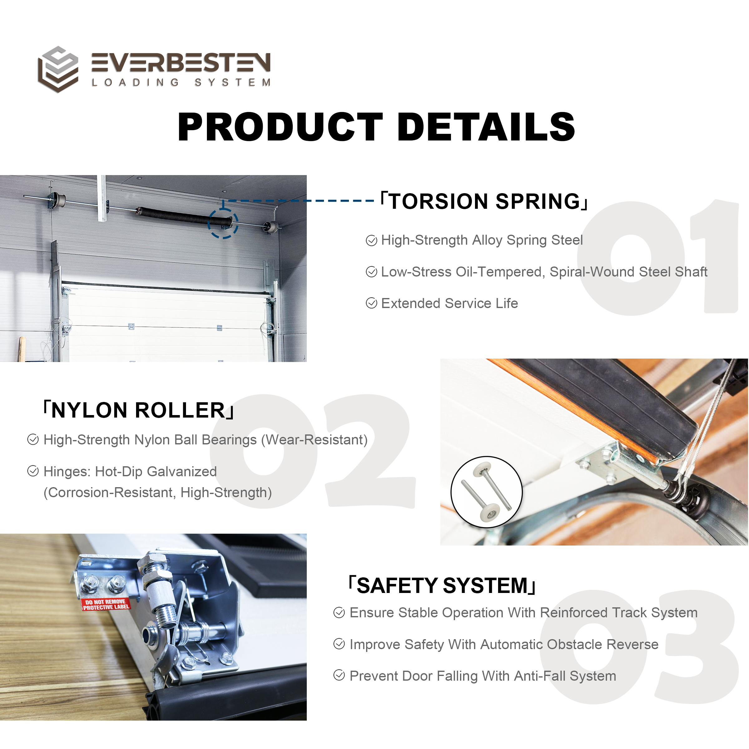 Everbesten Heavy Duty Steel Industrial Sectional Door Sandwich Panel Overhead Sectional Door for Logistics Center Warehouse