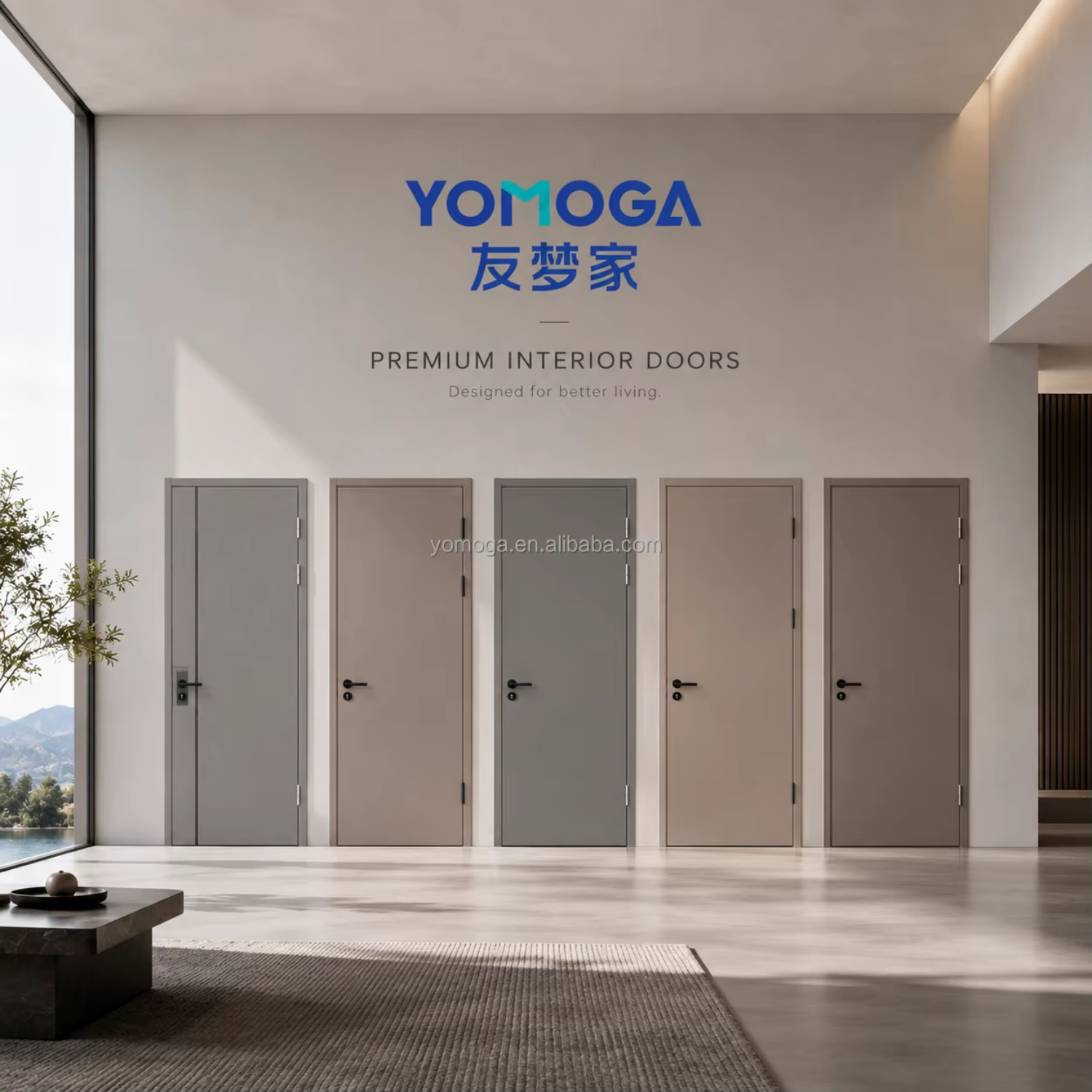 Yomoga All-Aluminum Wooden Waterproof Soundproof Termite and Fire Resistant Interior Door for Hotel & Villa