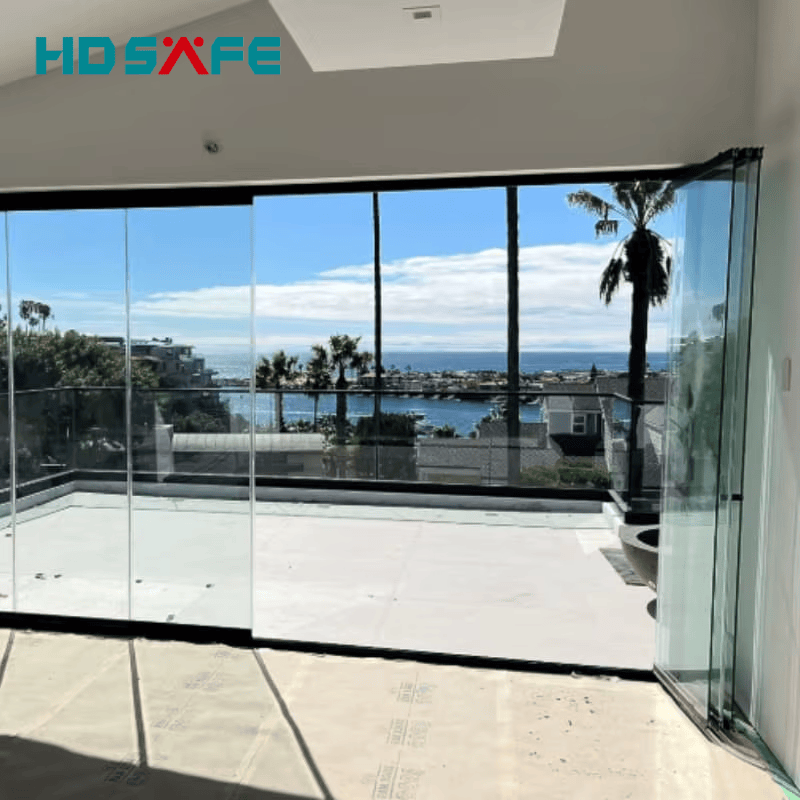 Factory Custom Slim Frame Aluminum Bifold Door Panoramic Folding Glass Door For Balcony, Patio &amp; Sunroom