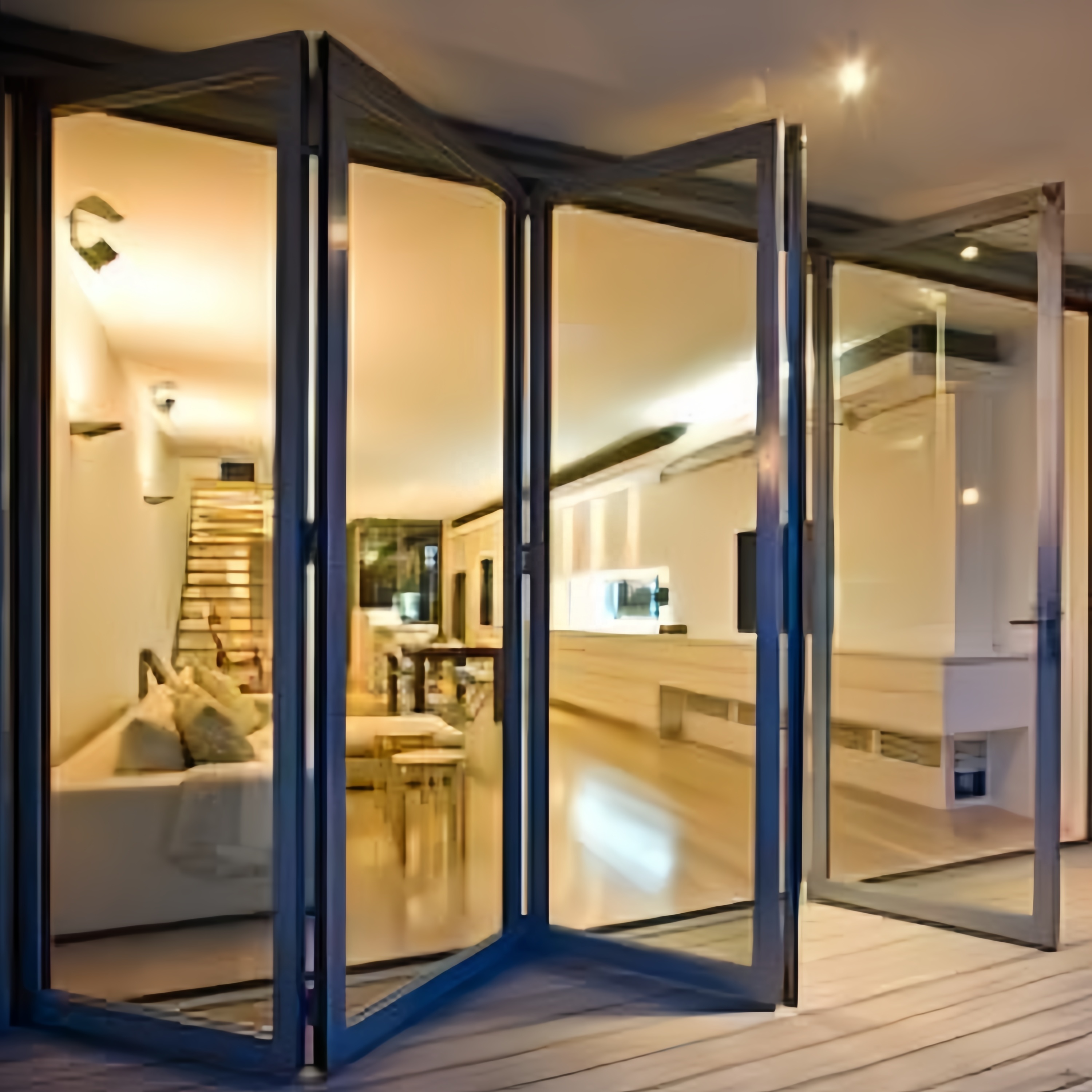 Hurricane Proof Folding Door Luxury Tempered Double Glass Aluminum Bi-fold Exterior Accordion Panoramic Folding Doors