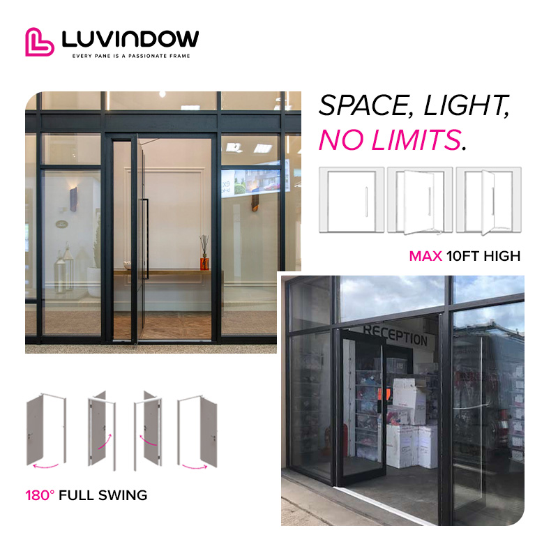 Seattle Convenience Store Custom Aluminum Storefront Double Glazed Glass Entrance Security Door