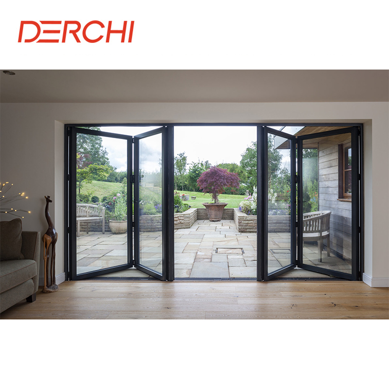 Latest Design Balcony Patio Doors and Windows Hurricane Proof Aluminum Double Tempered Glass Folding Door