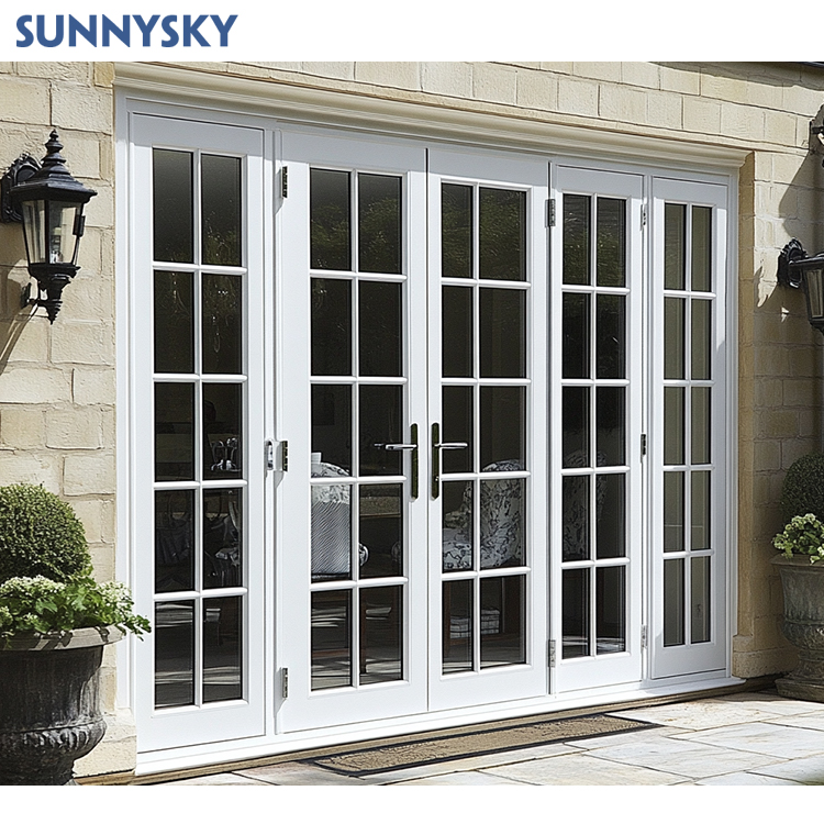 Sunnysky NFRC Steel Look Swing Glass French Doors Thermal Break Aluminum Casement Crittall Door Hinged Patio Partition Doors