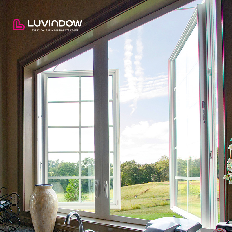 LUVINDOW Smooth Operation Sturdy Frame Energy Saving Thermal Break Aluminum Awning Windows for Classic American Projects