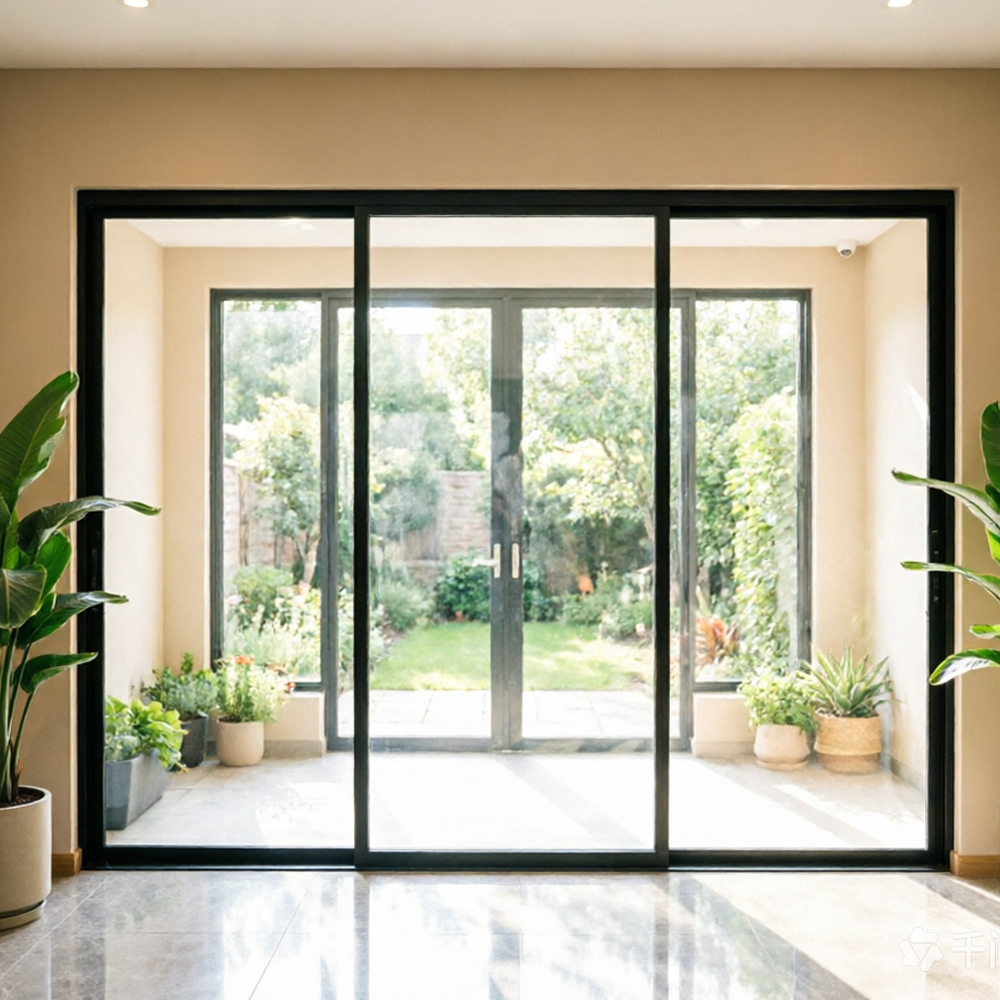 Modern Minimalist Ultra Narrow Frame 3 Panel Aluminum Sliding Door Silent Waterproof Anti-mold Hollow Glass Linkage Patio Door