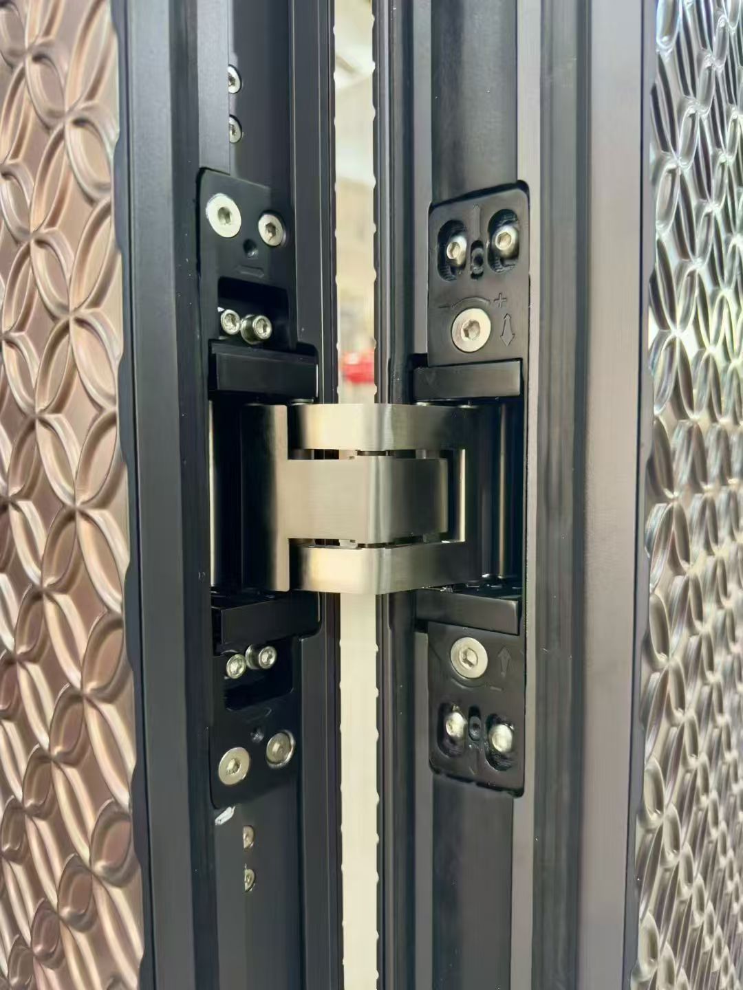 Modern Aluminum Door with Glass Inserts, Anti-Theft Security Exterior Door for Villa, Matte Grey Finish
