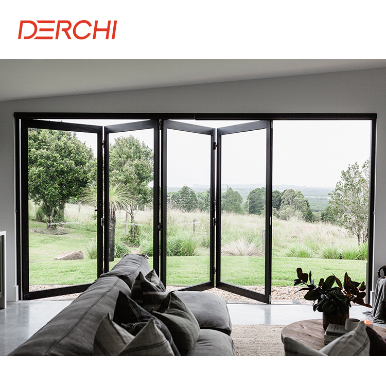 Hot Sale Indoor Aluminum windows and Doors Exterior Balcony Soundproof Double Glass Bi Fold Doors White Grey Black