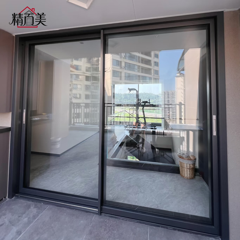 Two Panel Side By Side Sliding Door Space Saving Aluminum Alloy Frame Two Pane Tempered Glass Windproof Balcony OEM ODM Bulk