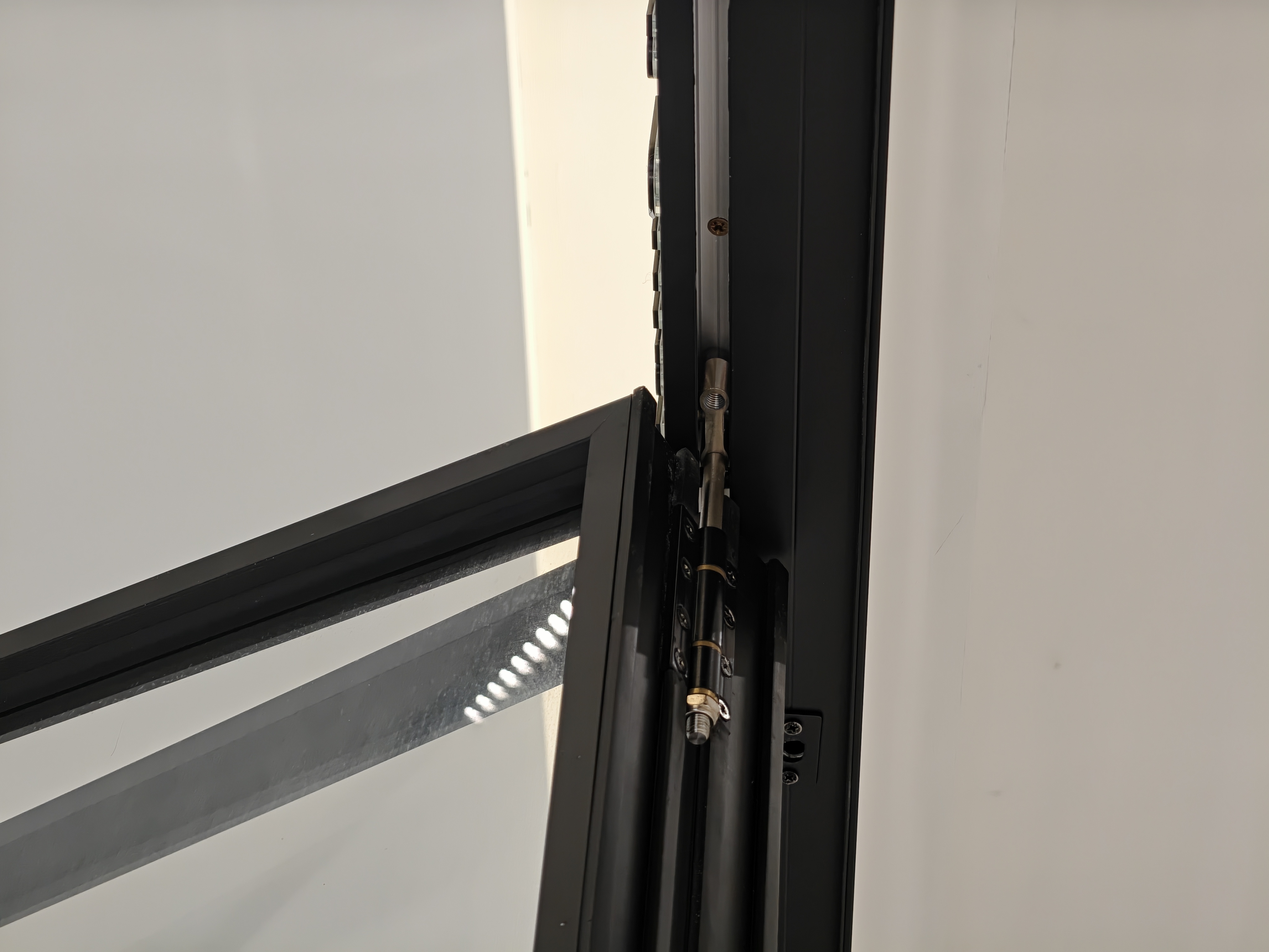 Aluminum Alloy Bi-Fold Patio Door Tempered Glass Accordion Folding Screen Black Kitchen Heat-Insulation Waterproof Finished