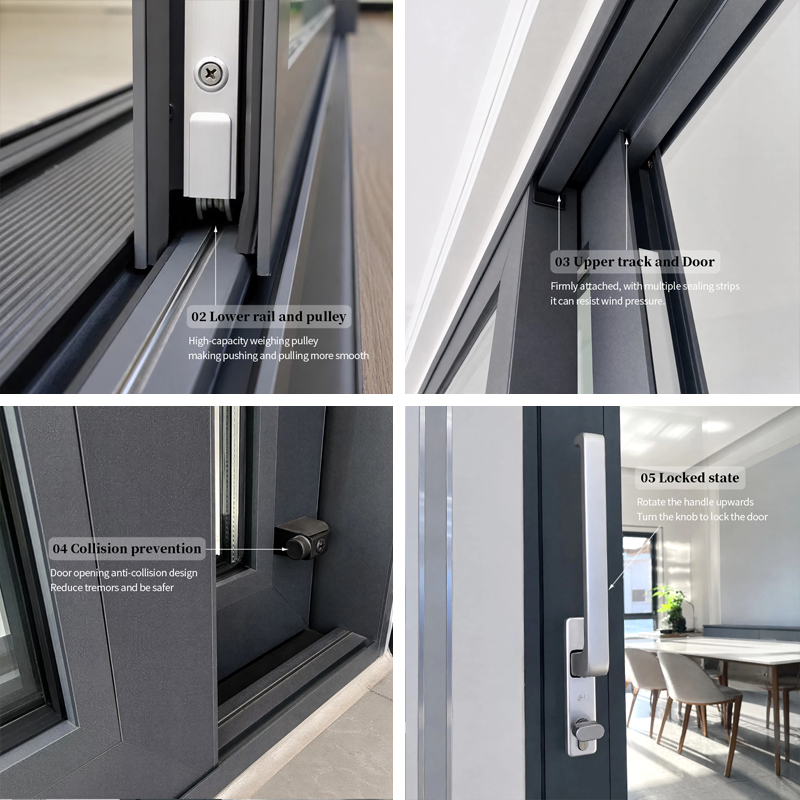 Modern Minimalist Weather Proof Corrosion Resistant Slim Frame Double Tempered Glass Aluminium Lift and Slide Door
