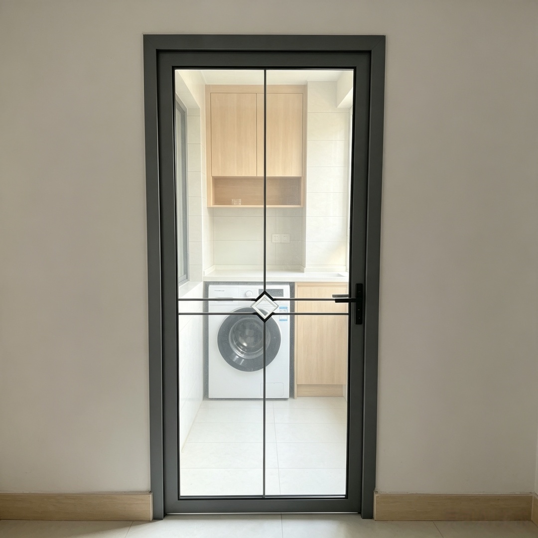 Factory Aluminum Alloy Frosted Glass Swing Door Moisture Proof Interior Bathroom Door For Home