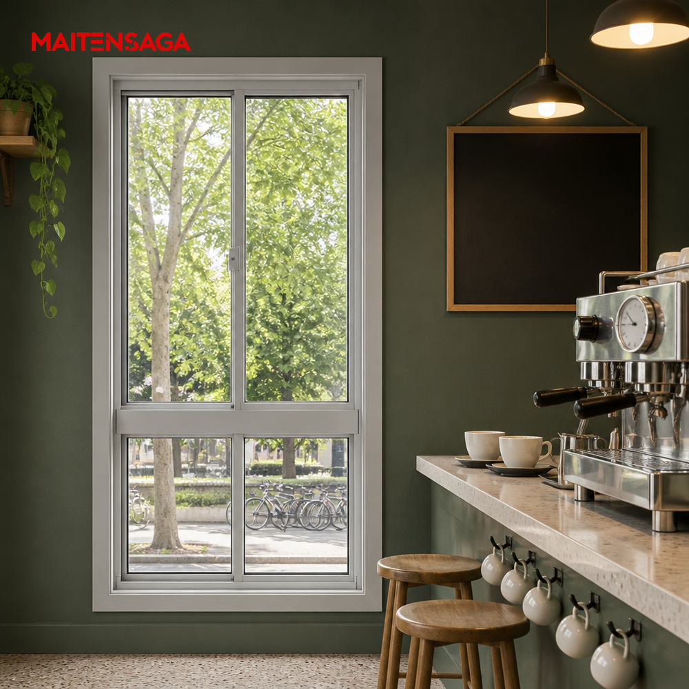 Aluminium Sliding Window Clear Glass Fixed Lower Panels Modern for Kitchen Living Room Basement-Energy Saving Apartment Hotel
